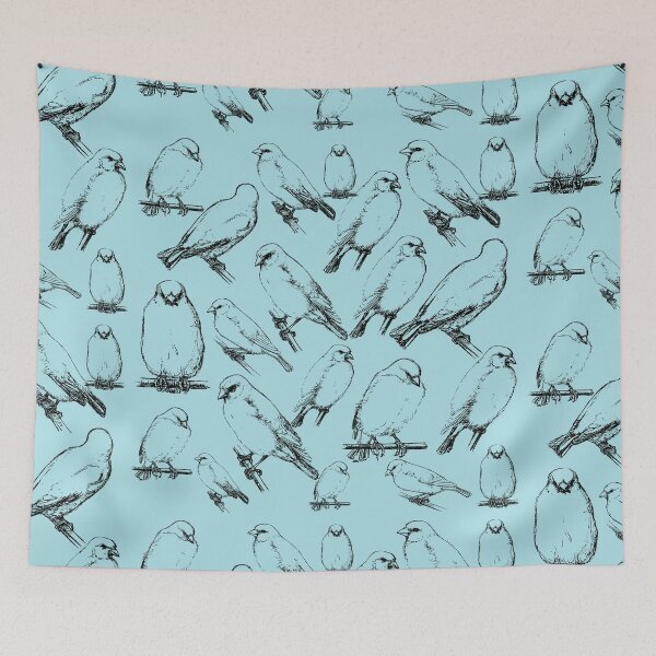 Item preview, Group Of Birds Vintage Illustration Black Line Sketch Drawing designed and sold by TrulyEpoque.