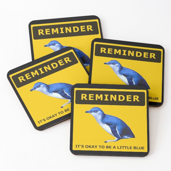 Item preview, Reminder it's okay to be a little blue penguin (yellow caution) designed and sold by SBPenguins.