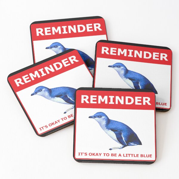 Item preview, Reminder it's okay to be a little blue penguin (red attention) designed and sold by SBPenguins.