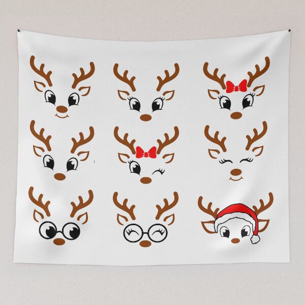 Item preview, Christmas Reindeer Faces Pack, Reindeer, Girl Reindeer, Boy Reindeer, Glasses Reindeer, Ribbon Reindeer, Christmas designed and sold by wshStudio.