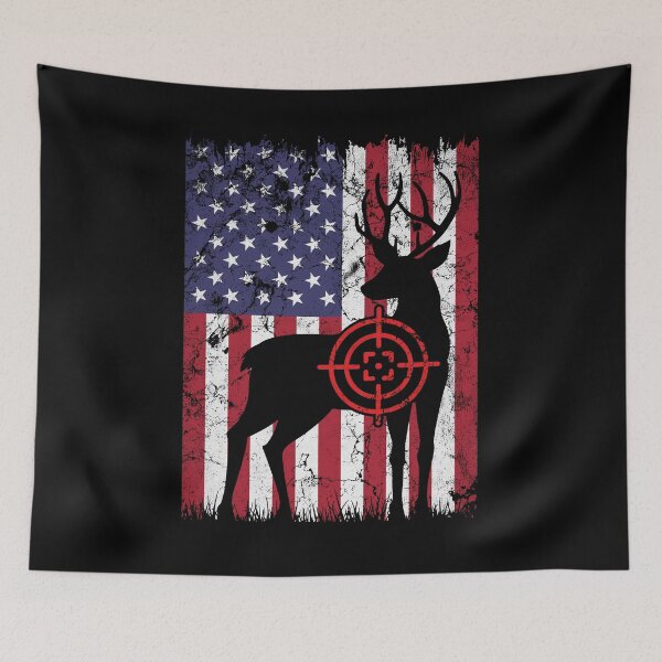 Item preview, deer hunting American flag tee hunter graphic apparel American deer hunting apparel hunter graphic flag designed and sold by jojocat90.