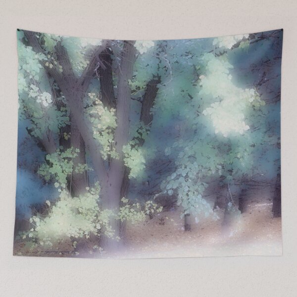 Item preview, Fantasy Misty and Soft Forest Scene in Greens designed and sold by JariHawk.