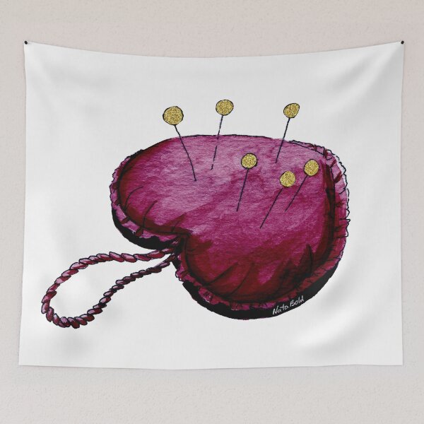 Item preview, Dark Red Watercolor Heart Pincushion designed and sold by NataBold.