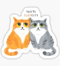 Purretty Kitties - Cute Cat Couple / Buddies Sticker