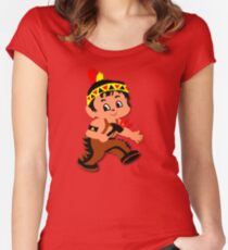 Cute retro Kid Billy as a Native Indian Women's Fitted Scoop T-Shirt