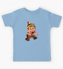 Cute retro Kid Billy as a Native Indian Kids Tee
