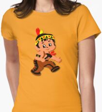 Cute retro Kid Billy as a Native Indian Women's Fitted T-Shirt