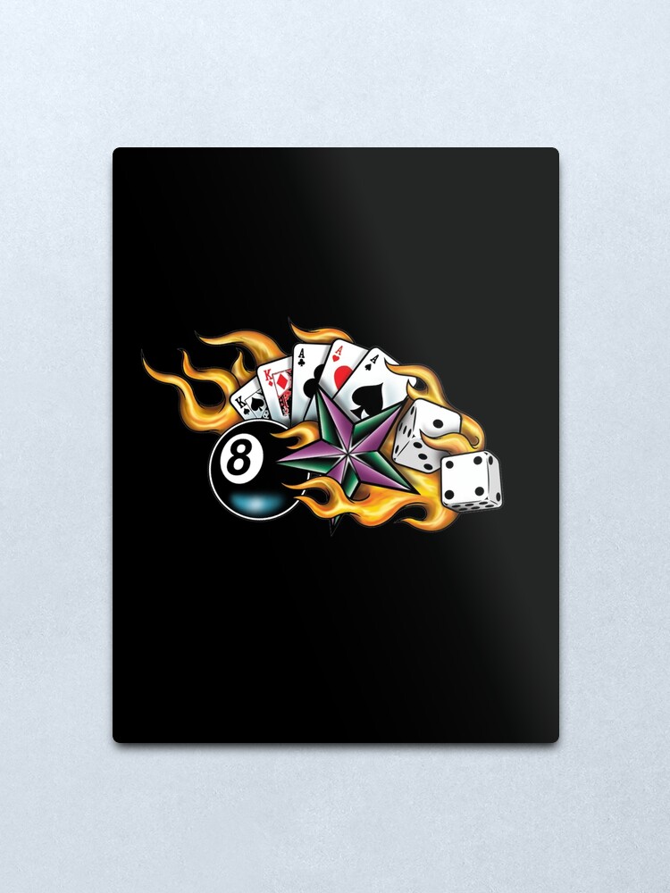 Flamin 8 Ball Tattoo Metal Print By Trev4000 Redbubble