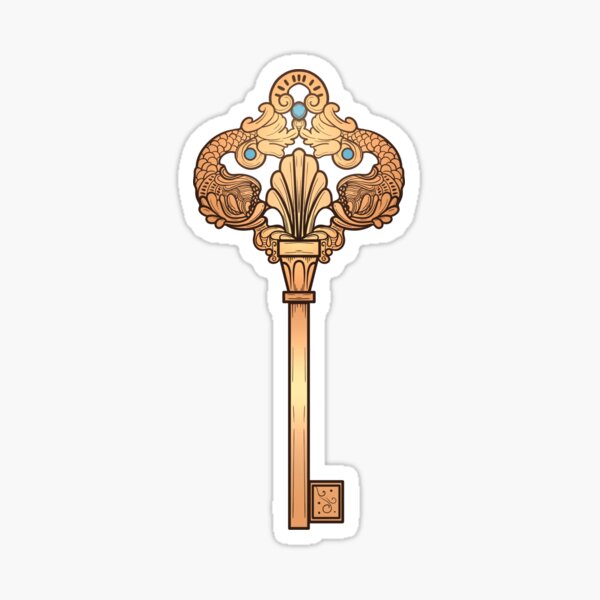 two crossed gold-colored antique keys' Sticker