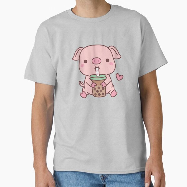 Vista previa del artículo con la obra «A este cerdito tan lindo le encanta el té con leche y burbujas», diseñado y vendido por rustydoodle.