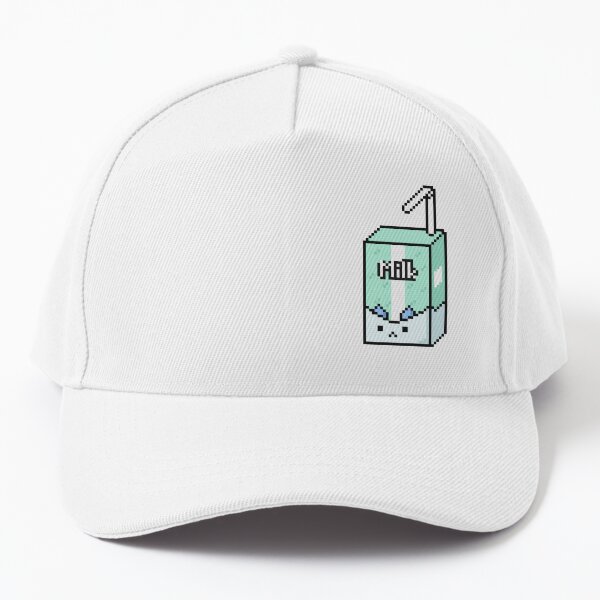 Pixel Art Milk Box Design for Milk Fanatics (Turquoise) Baseball Cap
