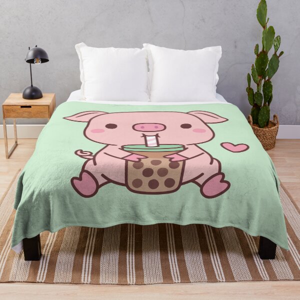 Item preview, Cute Little Pig Loves Bubble Milk Tea designed and sold by rustydoodle.