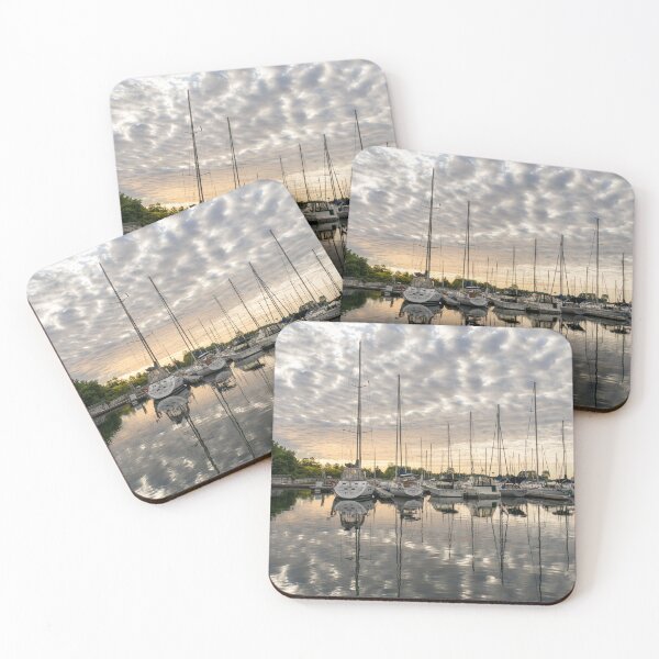 Item preview, Pearly Clouds and Ripplets - Calm Marina Sailboats Reflected designed and sold by Georgia Mizuleva.