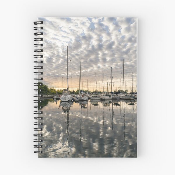 Item preview, Pearly Clouds and Ripplets - Calm Marina Sailboats Reflected designed and sold by Georgia Mizuleva.