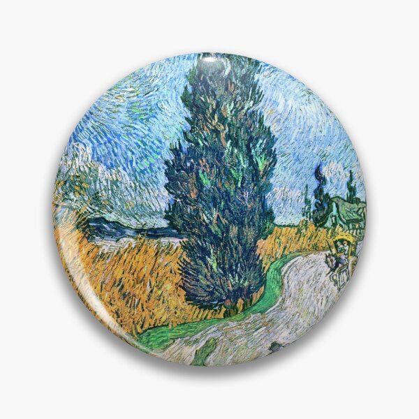 Item preview, Aesthetic Road with Cypress and Star by Van Gogh Art Print designed and sold by Eva Vincent.
