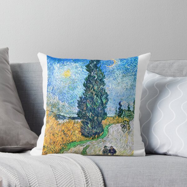 Item preview, Aesthetic Road with Cypress and Star by Van Gogh Art Print designed and sold by Eva Vincent.
