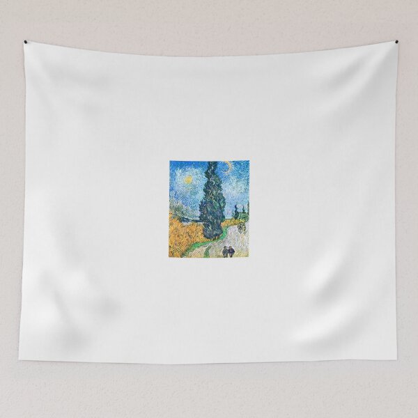 Item preview, Aesthetic Road with Cypress and Star by Van Gogh Art Print designed and sold by Eva Vincent.