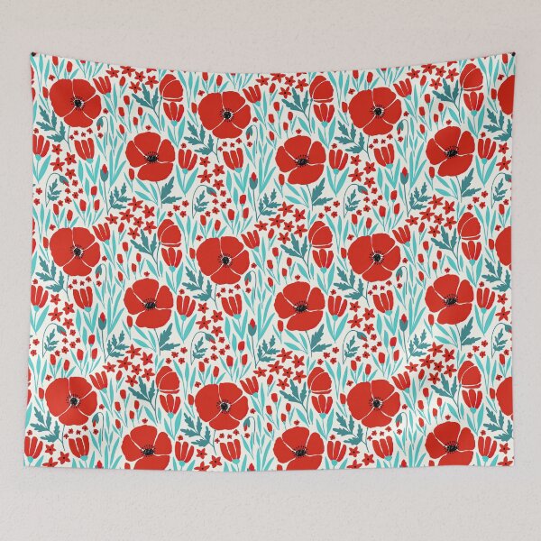 Item preview, Red Poppy Flower Pattern, Poppies Flower Pattern designed and sold by graphic-genie.