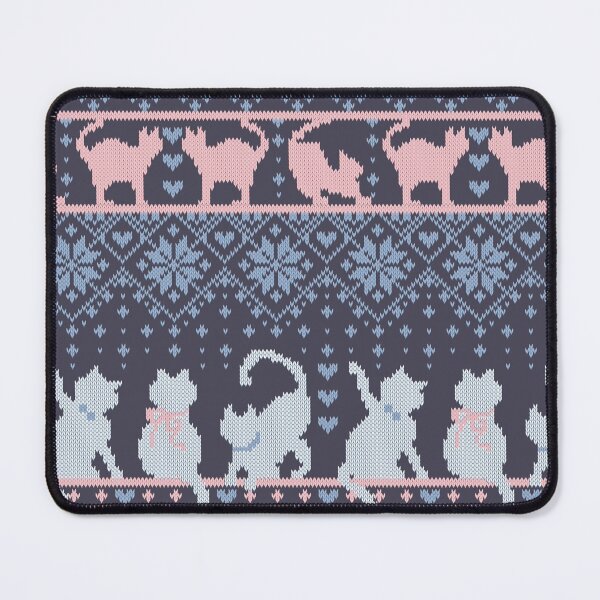 Item preview, Fair Isle Knitting Cats Love // dark violet background white and violet kitties and details designed and sold by SelmaCardoso.