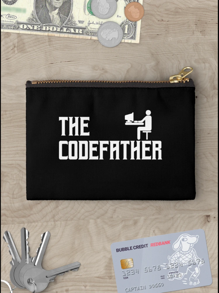 Thumbnail 3 of 4, Zipper Pouch, Funny Tee The Codefather Coding Coder Developer Computer Nerd designed and sold by CTankdesign.