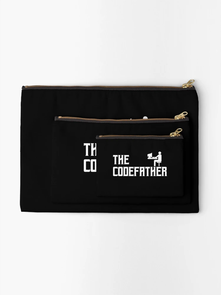Thumbnail 2 of 4, Zipper Pouch, Funny Tee The Codefather Coding Coder Developer Computer Nerd designed and sold by CTankdesign.