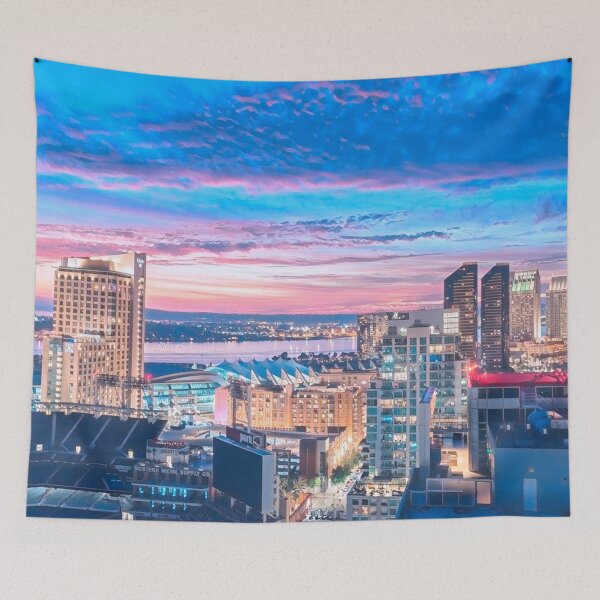 Item preview, San Diego Skyline at Night designed and sold by Sofia-Draws.