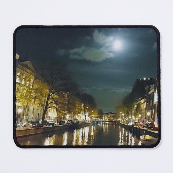 Item preview, Amsterdam city street canal at night. designed and sold by Noel Ali ⭐⭐⭐⭐⭐.