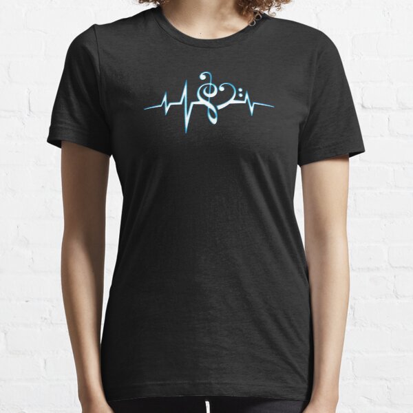 MUSIC HEART PULSE, Love, Music, Bass Clef, Treble Clef, Classic, Dance, Electro Essential T-Shirt