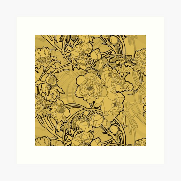 Aperçu de l'œuvre alphonse mucha - fleurs jaunes créée et vendue par kinsley45.