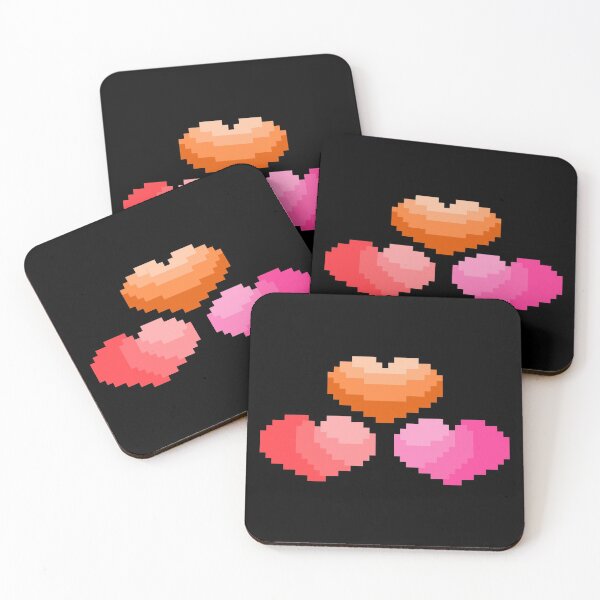 Item preview, 80s Vibe Pink and Orange Pixel Hearts designed and sold by rin3d .