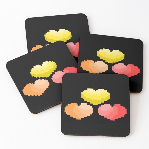 Item preview, 80s Vibe Yellow and Orange Pixel Hearts designed and sold by rin3d .