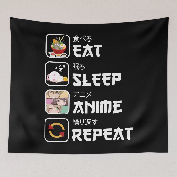 Item preview, Eat Sleep Anime Repeat manga kawaii Japanese lover otaku Eat Sleep Anime Repeat manga kawaii Japanese lover designed and sold by jojocat90.