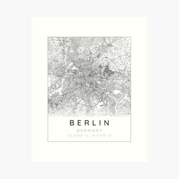 Item preview, Berlin map minimalist in black and white designed and sold by DesireeVDA.