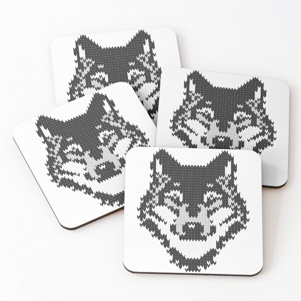 Item preview, Fair isle knitting grey wolf // black and white wolves moons and pine trees designed and sold by SelmaCardoso.