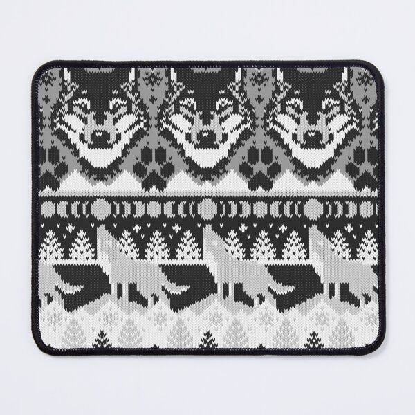 Item preview, Fair isle knitting grey wolf // black and white wolves moons and pine trees designed and sold by SelmaCardoso.