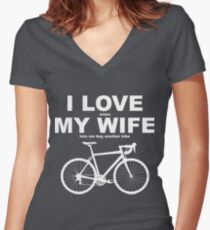 I LOVE MY WIFE* Women's Fitted V-Neck T-Shirt