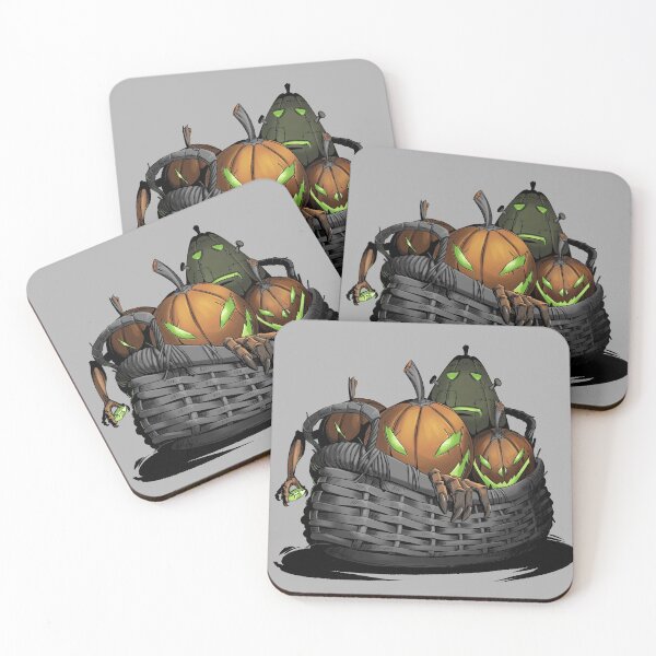 Item preview, Halloween pumpkins in a basket with glowing green eyes frankenstein  designed and sold by StasCherkezov.