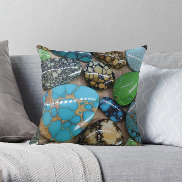 Turquoise and Variscite Galore! Throw Pillow
