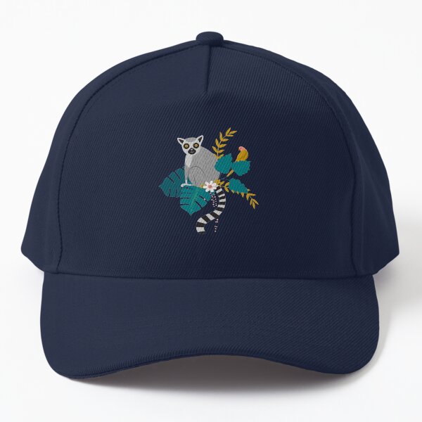 Lemurs in a Blue Jungle Baseball Cap