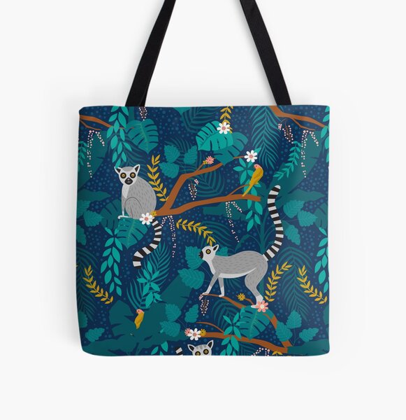 Item preview, Lemurs in a Blue Jungle designed and sold by latheandquill.