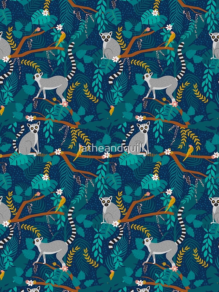Lemurs in a Blue Jungle by latheandquill