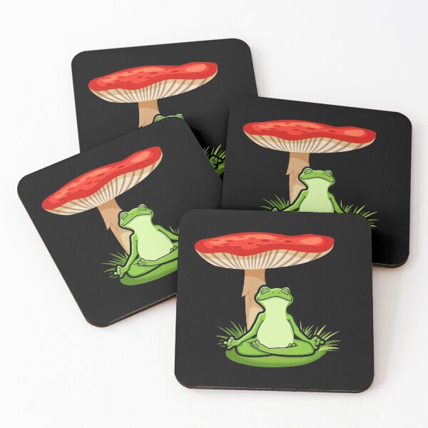 Item preview, Frog Doing Yoga Under Mushroom Lotus Pose Meditation Chakra Cottagecore designed and sold by Ngan-Jasmine.