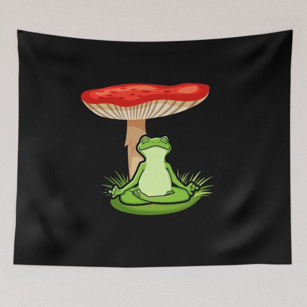 Item preview, Frog Doing Yoga Under Mushroom Lotus Pose Meditation Chakra Cottagecore designed and sold by Ngan-Jasmine.