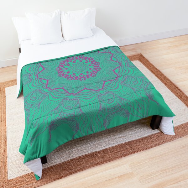 New Mantra Mandala Turquoise Lightweight Comforter Reversible Set Home Bedding