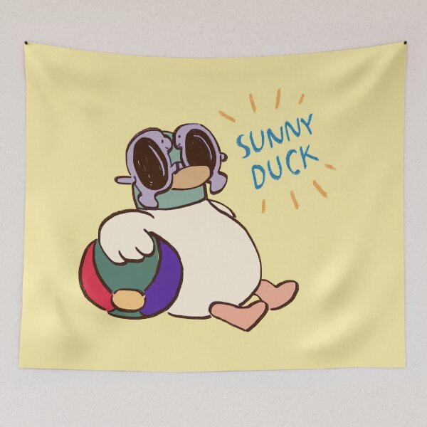 Item preview, I draw duck chillin with seacow sunglasses and beach ball (sunny duck text) / sarah and duck  designed and sold by RansRoom.