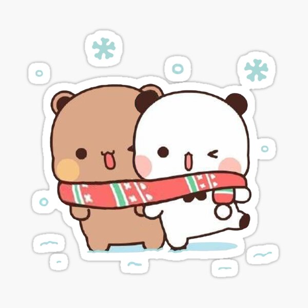 Panda And Brownie Bear Couple Sticker For Sale By Mocha Cat Redbubble 