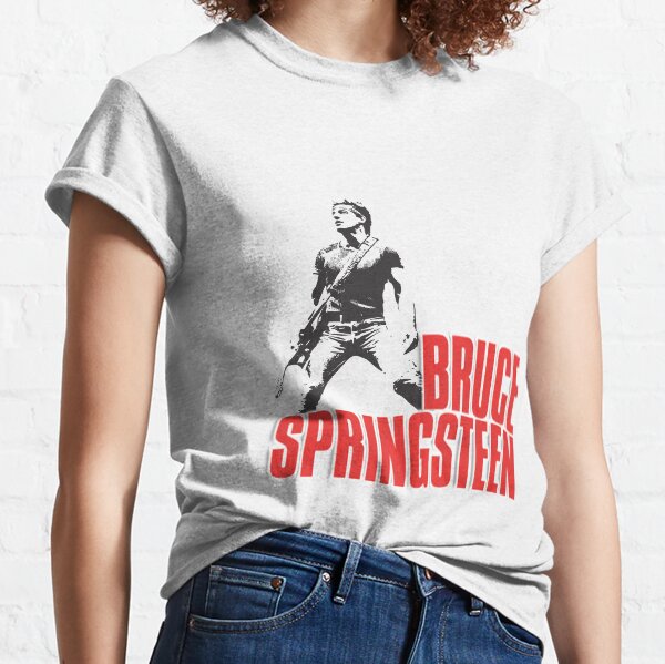 cartel y camiseta de música estilo tour bruce springteen color blanco Camiseta clásica