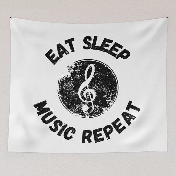 Item preview, Eat Sleep Music Repeat Treble Clef Distressed Grunge Effect designed and sold by LuckyKermit.