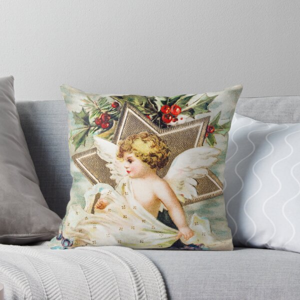 Item preview, A Joyous Christmastide - Vintage Christmas Cherubs Guardian Angel With Decoration designed and sold by AesthetesLegacy.