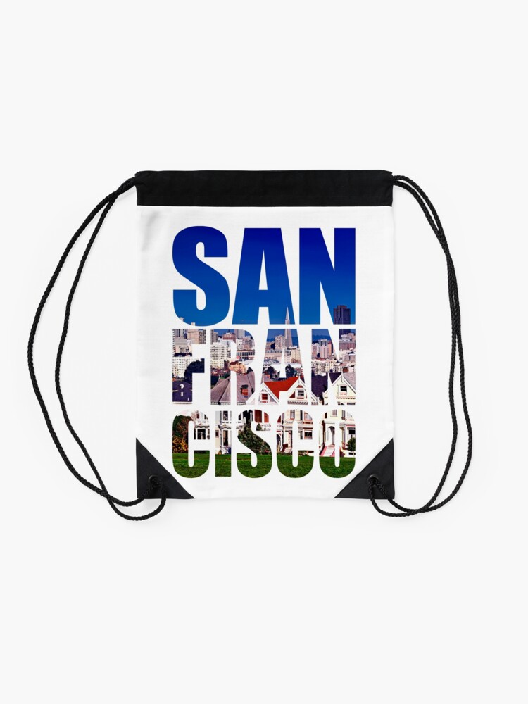 Alternate view of San Francisco, Painted Ladies Drawstring Bag